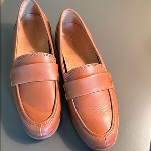 Vionic Tan Leather Slip-On Penny Loafers